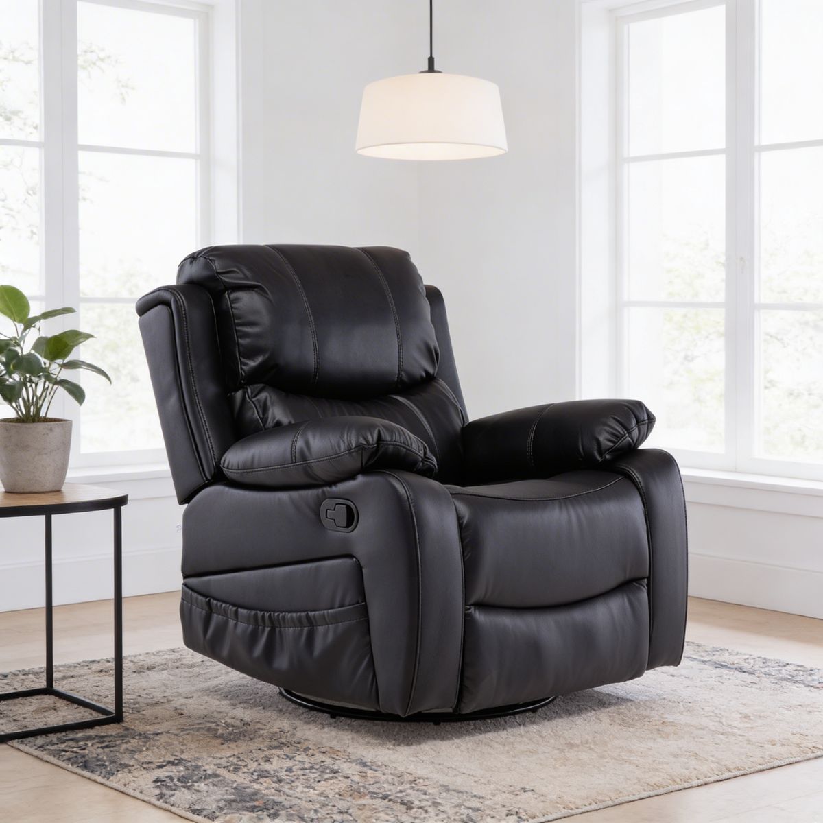 Bergere Reclinable Pro Vibromasaje/Giratorio/Mecedor Color Black