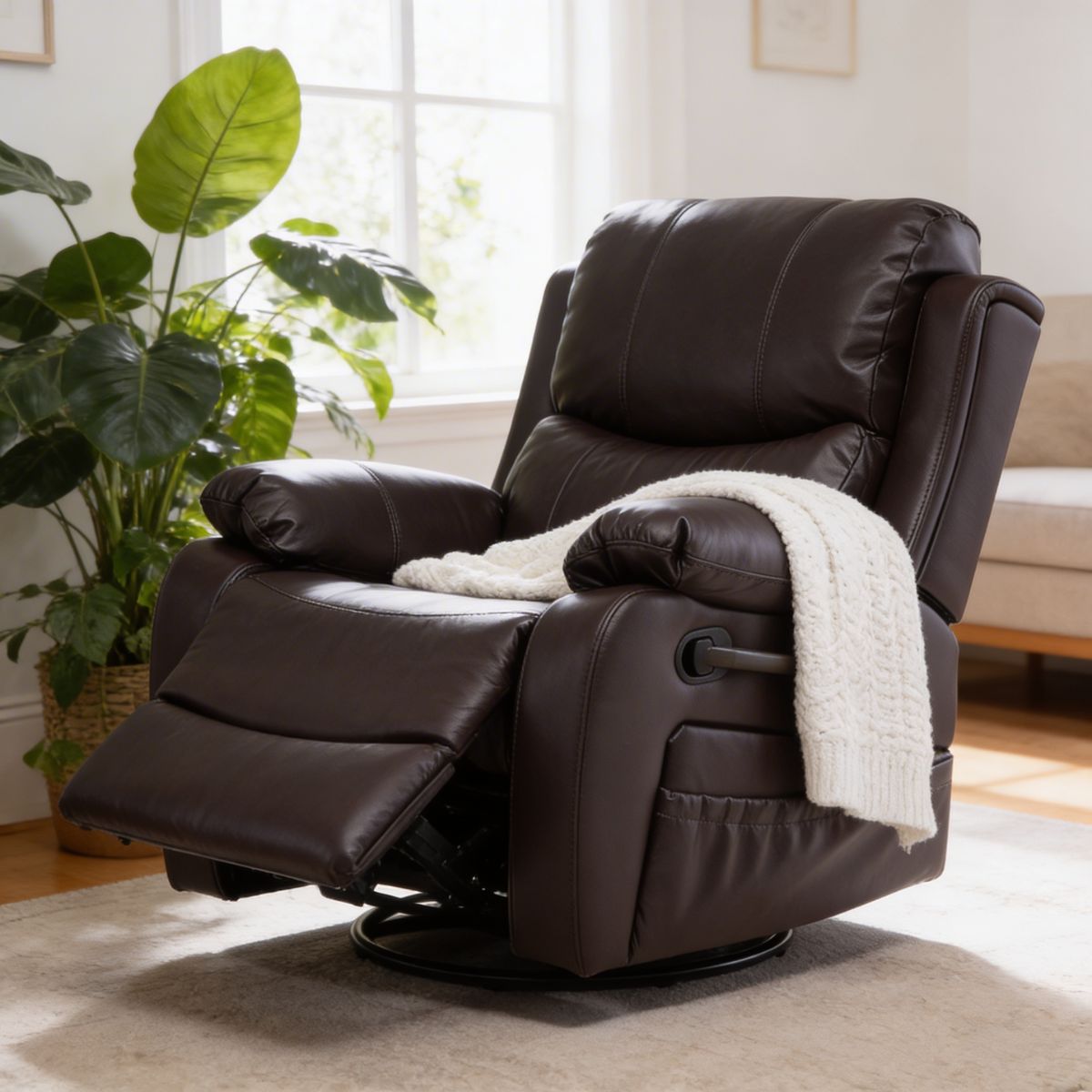 Bergere Reclinable Pro Vibromasaje/Giratorio/Mecedor Color Brown