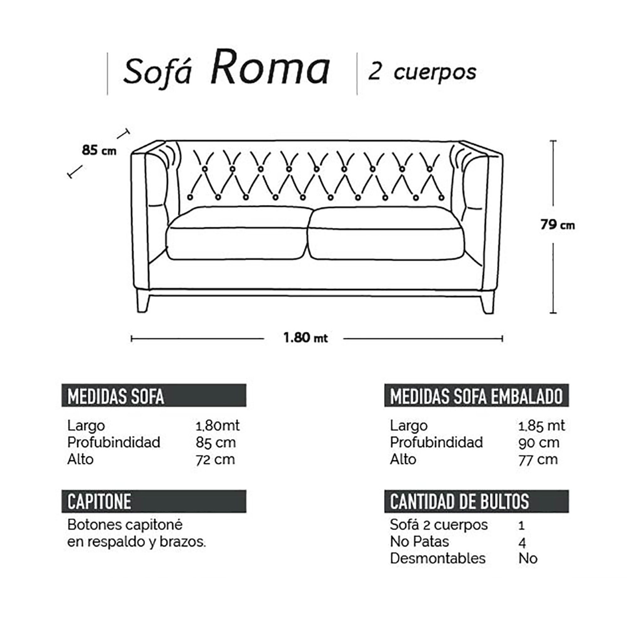 Sofá Roma 2 Cuerpos Tapiz Lino - Imagen 14