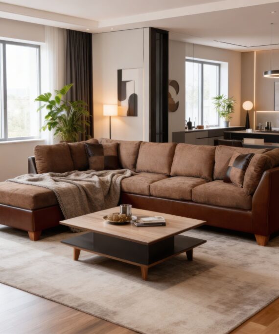 Sofa Seccional Padua Izquierdo PU/Tela Velvet