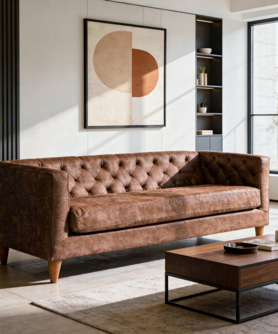 Sofa Brescia 3 Cuerpos Tapiz Cuero Kentucky