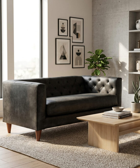 Sofa Brescia 2 Cuerpos Tapiz Cuero Kentucky